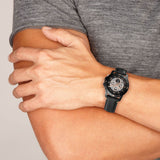  Shop Authentic Fossil Grant Sport Automatic Skeleton Black Dial Black Leather Strap Watch for Men - ME3138 - Luxxuri
