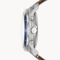 Fossil Grant Sport Automatic Skeleton Blue Dial Brown Leather Strap Watch for Men - ME3140