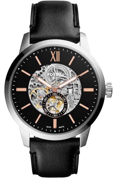  Shop Authentic Fossil Townsman Skeleton Black Dial Black Leather Strap Watch for Men - ME3153 - Luxxuri