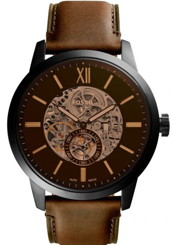  Shop Authentic Fossil Townsman Automatic Black Dial Brown Leather Strap Watch for Men - ME3155 - Luxxuri