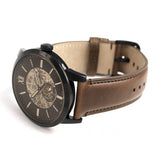  Shop Authentic Fossil Townsman Automatic Black Dial Brown Leather Strap Watch for Men - ME3155 - Luxxuri