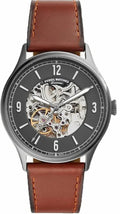 Shop Authentic Fossil Forrester Automatic Skeleton Grey Dial Brown Leather Strap Watch for Men - ME3178 - Luxxuri