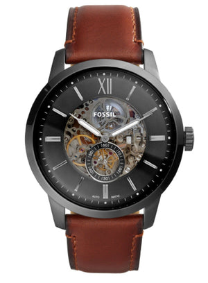  Shop Authentic Fossil Townsman Automatic Skeleton Black Dial Brown Leather Strap Watch for Men - ME3181 - Luxxuri