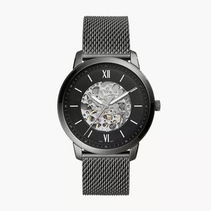  Shop Authentic Fossil Neutra Automatic Skeleton Black Dial Grey Mesh Strap Watch for Men - ME3185 - Luxxuri