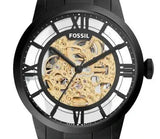  Shop Authentic Fossil Townsman Automatic Skeleton Black Dial Black Steel Strap Watch for Men - ME3197 - Luxxuri