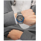  Shop Authentic Fossil FB-01 Automatic Skeleton Black Dial Grey Steel Strap Watch for Men - ME3201 - Luxxuri