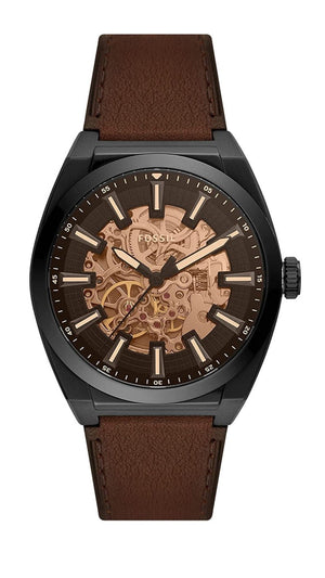  Shop Authentic Fossil Everett Automatic Analog Black Dial Brown Leather Strap Watch for Men - ME3207 - Luxxuri