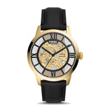  Shop Authentic Fossil Townsman Automatic Skeleton Black Dial Black Leather Strap Watch for Men - ME3210 - Luxxuri