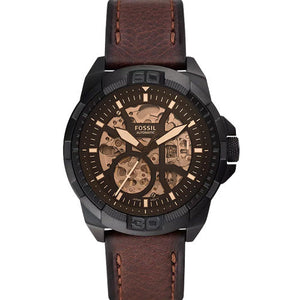  Shop Authentic Fossil Bronson Automatic Skeleton Black Dial Brown Leather Strap Watch for Men - ME3219 - Luxxuri
