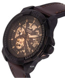  Shop Authentic Fossil Bronson Automatic Skeleton Black Dial Brown Leather Strap Watch for Men - ME3219 - Luxxuri
