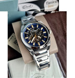  Shop Authentic Fossil Everett Automatic Skeleton Blue Dial Silver Steel Strap Watch for Men - ME3220 - Luxxuri