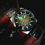  Shop Authentic Fossil Everett Automatic Skeleton Blue Dial Silver Steel Strap Watch for Men - ME3220 - Luxxuri