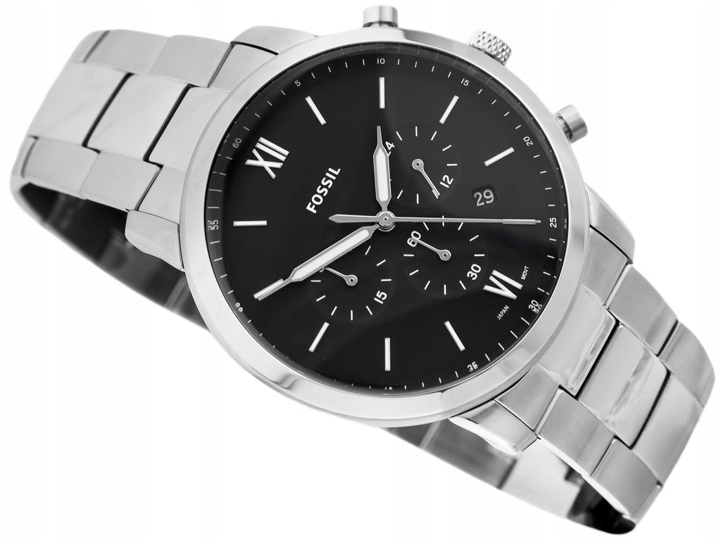  Shop Authentic Fossil Neutra Chronograph Black Dial Silver Steel Strap Watch for Men - FS5384 - Luxxuri