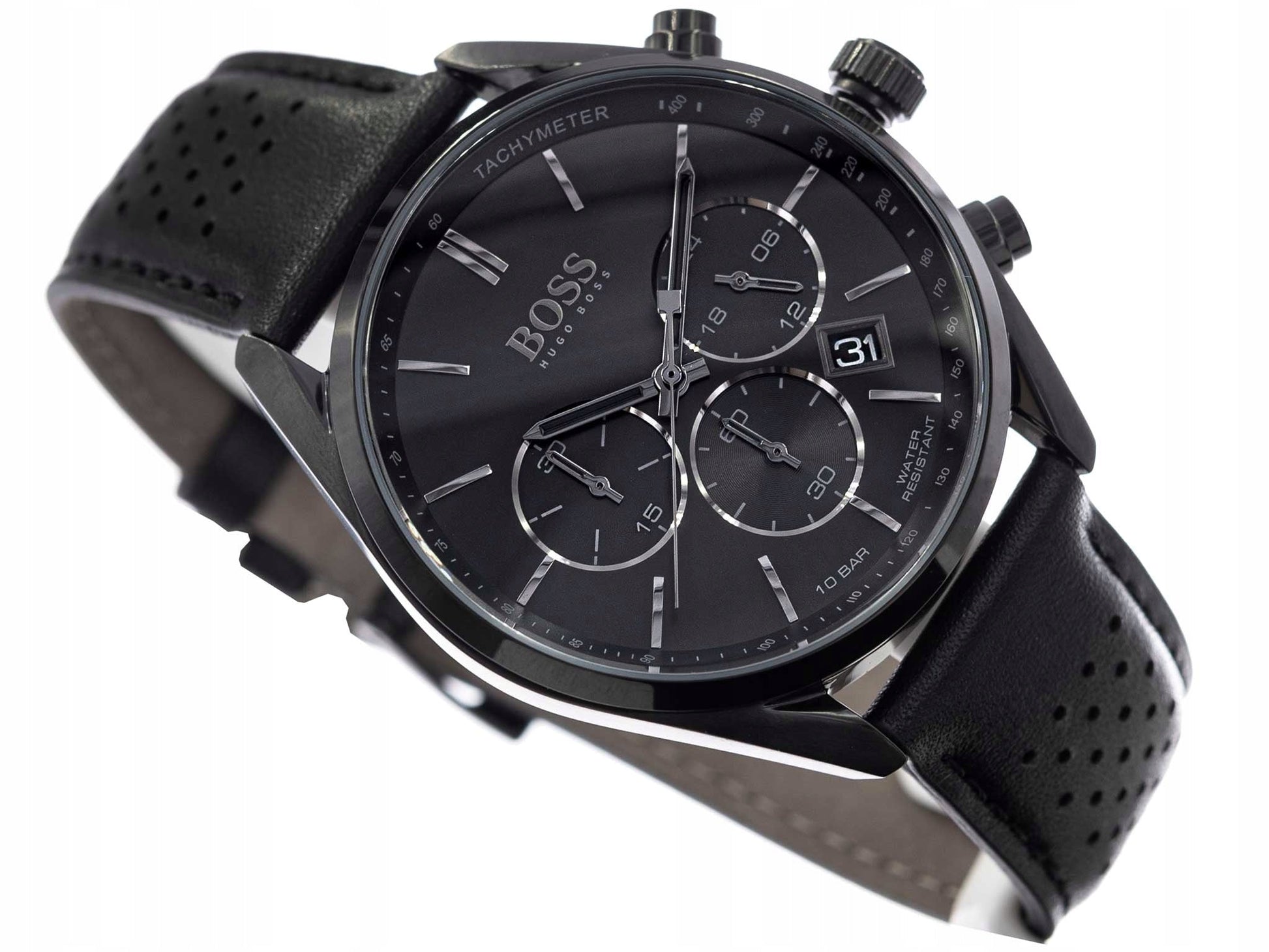 Shop Authentic Hugo Boss Champion Black Dial Black Leather Strap Watch for Men - 1513880 - Luxxuri