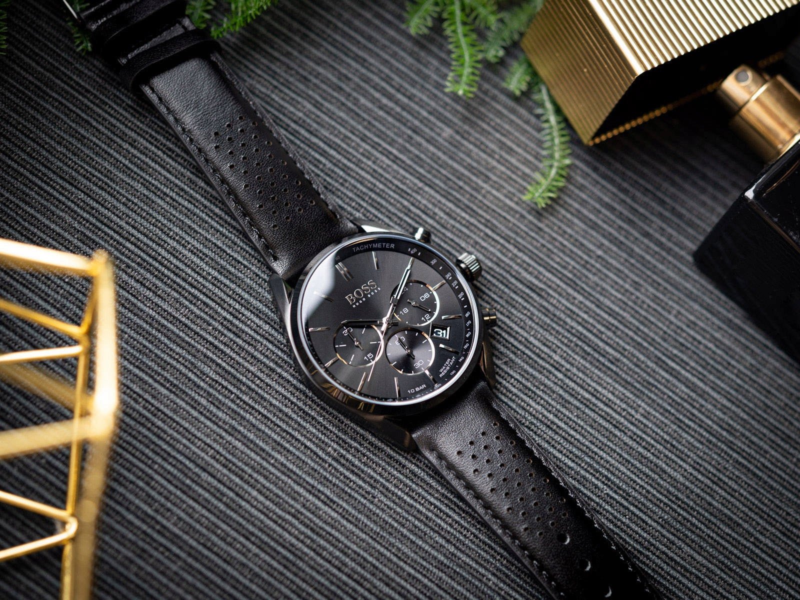  Shop Authentic Hugo Boss Champion Black Dial Black Leather Strap Watch for Men - 1513880 - Luxxuri