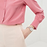  Shop Authentic Michael Kors Sofie Crystals Mother of Pearl Pink Dial Two Tone Steel Strap Watch For Women - MK4344 - Luxxuri