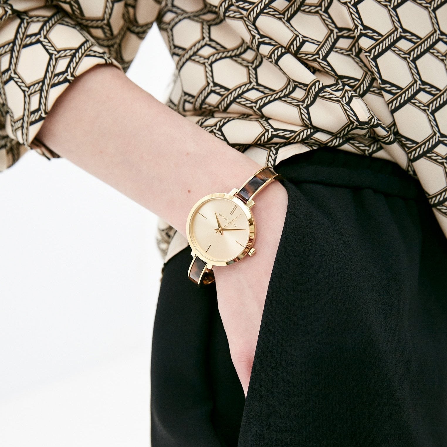  Shop Authentic Michael Kors Jaryn Quartz Gold Dial Two Tone Steel Strap Watch for Women - MK4341 - Luxxuri