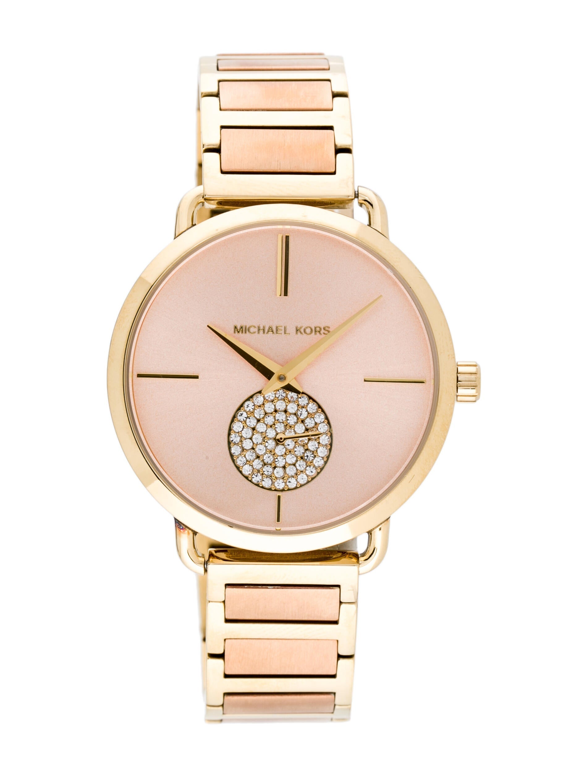  Shop Authentic Michael Kors Portia Rose Gold Dial Two Tone Steel Strap Watch for Women - MK3706 - Luxxuri