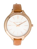  Shop Authentic Michael Kors Runway Slim Quartz White Dial Beige Leather Strap Watch For Women - MK2284 - Luxxuri