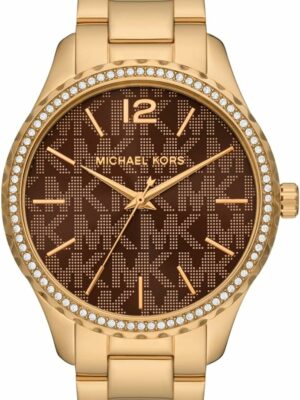  Shop Authentic Michael Kors Layton Chronograph Brown Dial Gold Steel Strap Watch For Women - MK7296 - Luxxuri