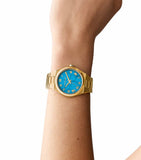  Shop Authentic Michael Kors Lennox Analog Blue Dial Gold Steel Strap Watch for Women - MK7460 - Luxxuri