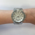 Michael Kors Dylan Glitz Chronograph White Dial Silver Steel Strap Watch For Women - MK5411