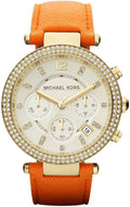  Shop Authentic Michael Kors Parker Champagne Dial Orange Leather Strap Watch for Women - MK2279 - Luxxuri
