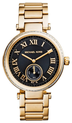  Shop Authentic Michael Kors Skylar Black Dial Gold Steel Strap Watch for Women - MK5989 - Luxxuri