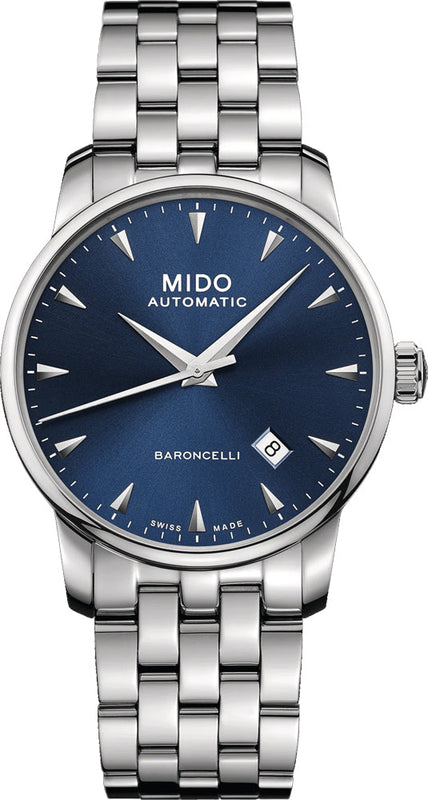  Shop Authentic Mido Baroncelli II Automatic Blue Dial Silver Steel Strap Watch For Men - M8600.4.15.1 - Luxxuri