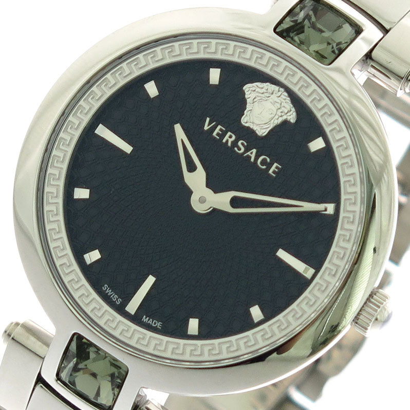  Shop Authentic Versace Crystal Gleam Guilloche  Black Dial Silver Steel Strap Watch for Women - VAN030016 - Luxxuri