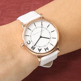  Shop Authentic Marc Jacobs Roxy White Dial White Leather Strap Watch for Women - MJ1561 - Luxxuri