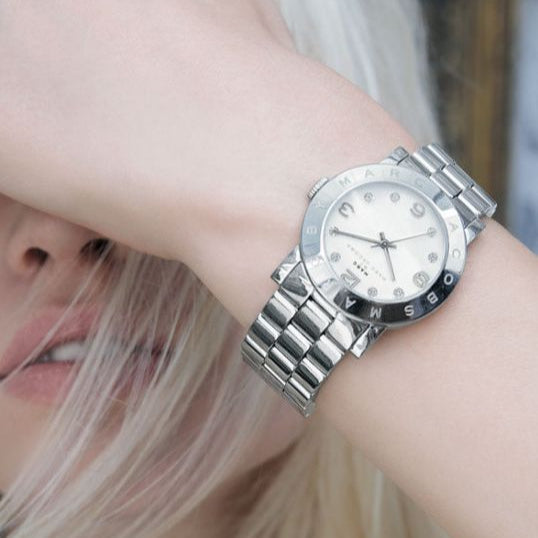  Shop Authentic Marc Jacobs Amy White Dial Silver Steel Strap Watch for Women - MBM3054 - Luxxuri