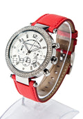  Shop Authentic Michael Kors Parker Silver Dial Red Leather Strap Watch for Women - MK2278 - Luxxuri