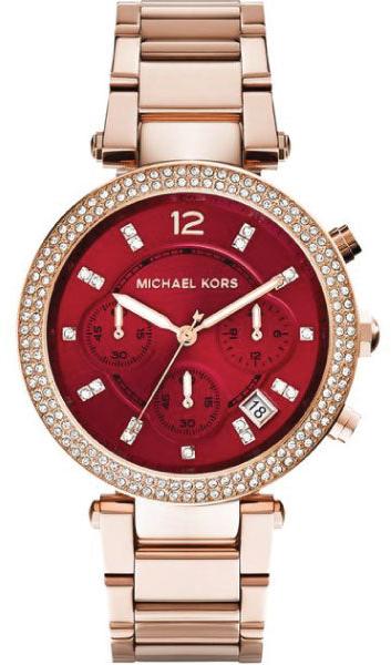  Shop Authentic Michael Kors Parker Chronograph Red Dial Rose Gold Steel Strap Watch For Women - MK6106 - Luxxuri