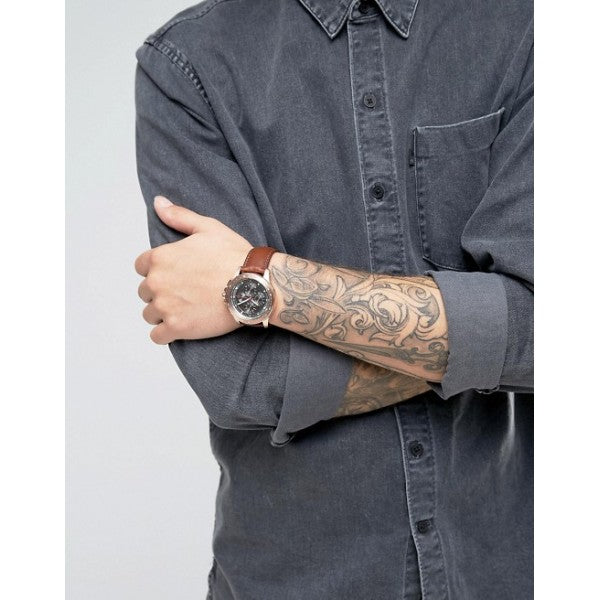  Shop Authentic Michael Kors Ryker Chronograph Analog Blue Dial Brown Leather Strap Watch For Men - MK8518 - Luxxuri