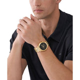  Shop Authentic Michael Kors Slim Runway Chronograph Black Dial Gold Steel Strap Watch For Men - MK1076 - Luxxuri