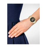  Shop Authentic Michael Kors Runway Quartz Black Dial Gold Steel Strap Watch For Women - MK6682 - Luxxuri