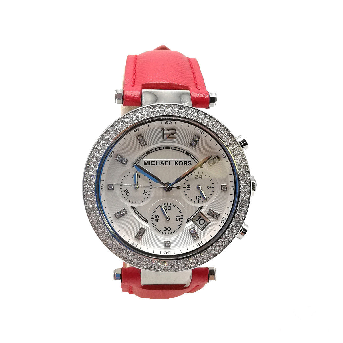  Shop Authentic Michael Kors Parker Silver Dial Red Leather Strap Watch for Women - MK2278 - Luxxuri