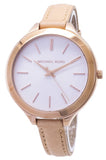  Shop Authentic Michael Kors Runway Slim Quartz White Dial Beige Leather Strap Watch For Women - MK2284 - Luxxuri