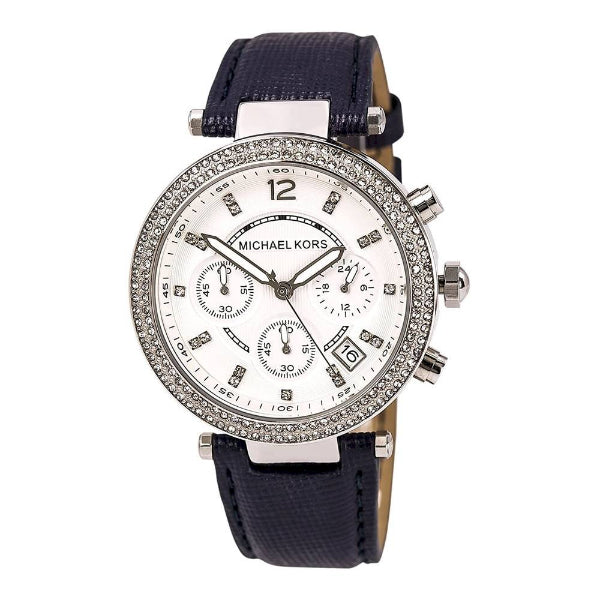  Shop Authentic Michael Kors Parker White Dial Navy Blue Leather Strap Watch for Women - MK2293 - Luxxuri