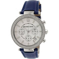  Shop Authentic Michael Kors Parker White Dial Navy Blue Leather Strap Watch for Women - MK2293 - Luxxuri