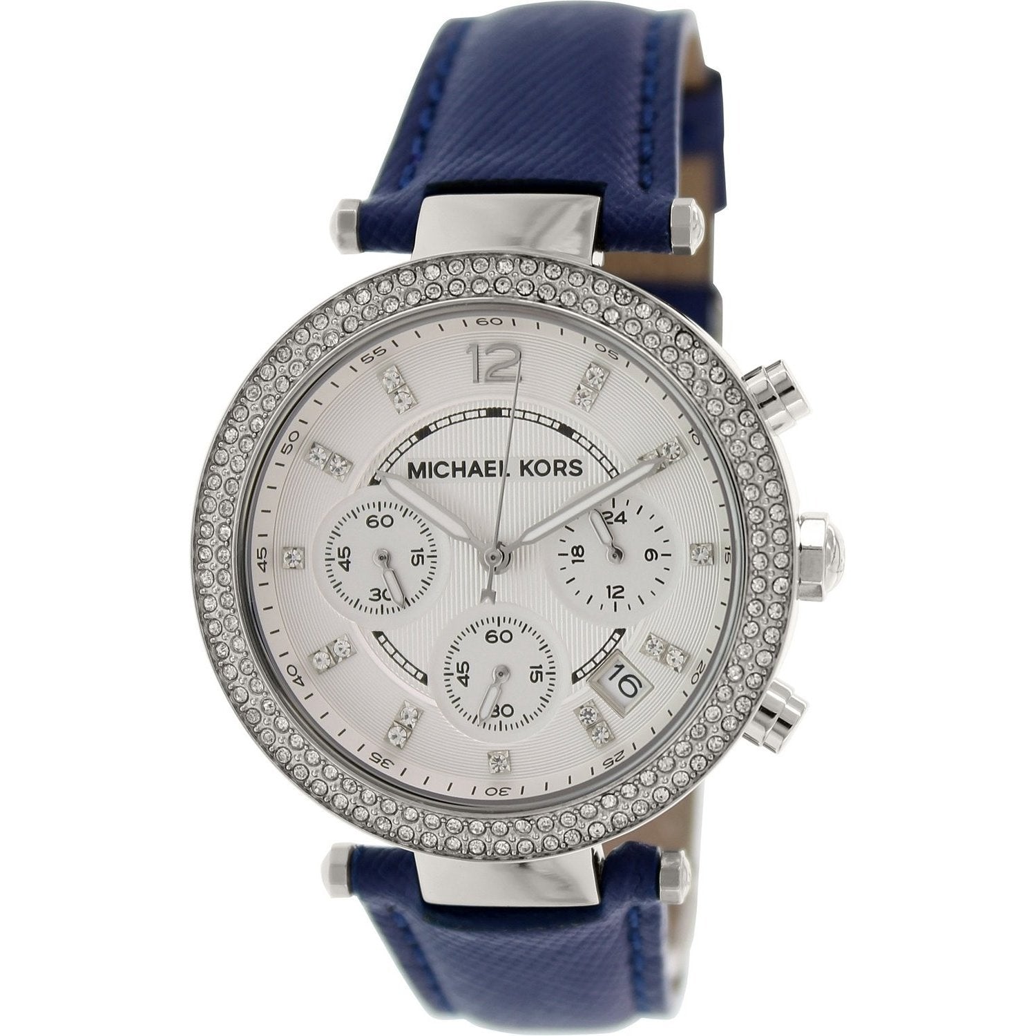  Shop Authentic Michael Kors Parker White Dial Navy Blue Leather Strap Watch for Women - MK2293 - Luxxuri