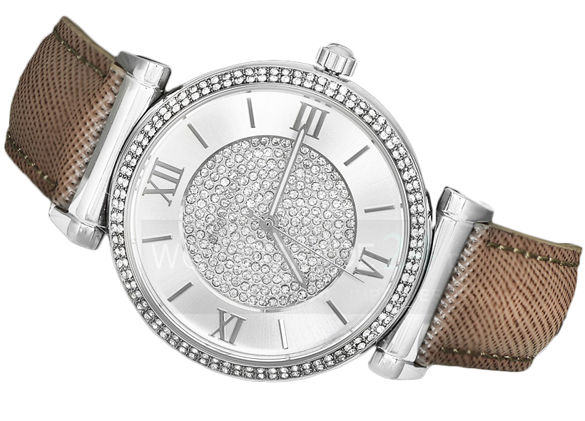  Shop Authentic Michael Kors Caitlin Quartz Silver Dial Gray Leather Strap Watch For Women - MK2377 - Luxxuri