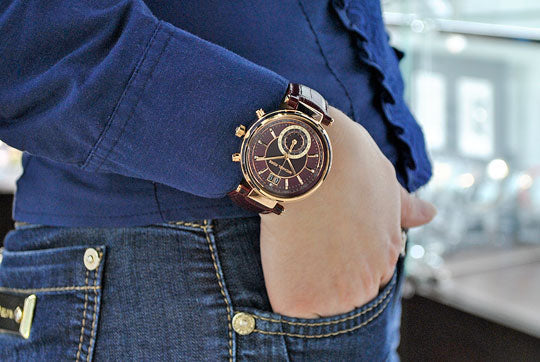  Shop Authentic Michael Kors Sawyer Maroon Dial Maroon Leather Strap Watch for Women - MK2426 - Luxxuri