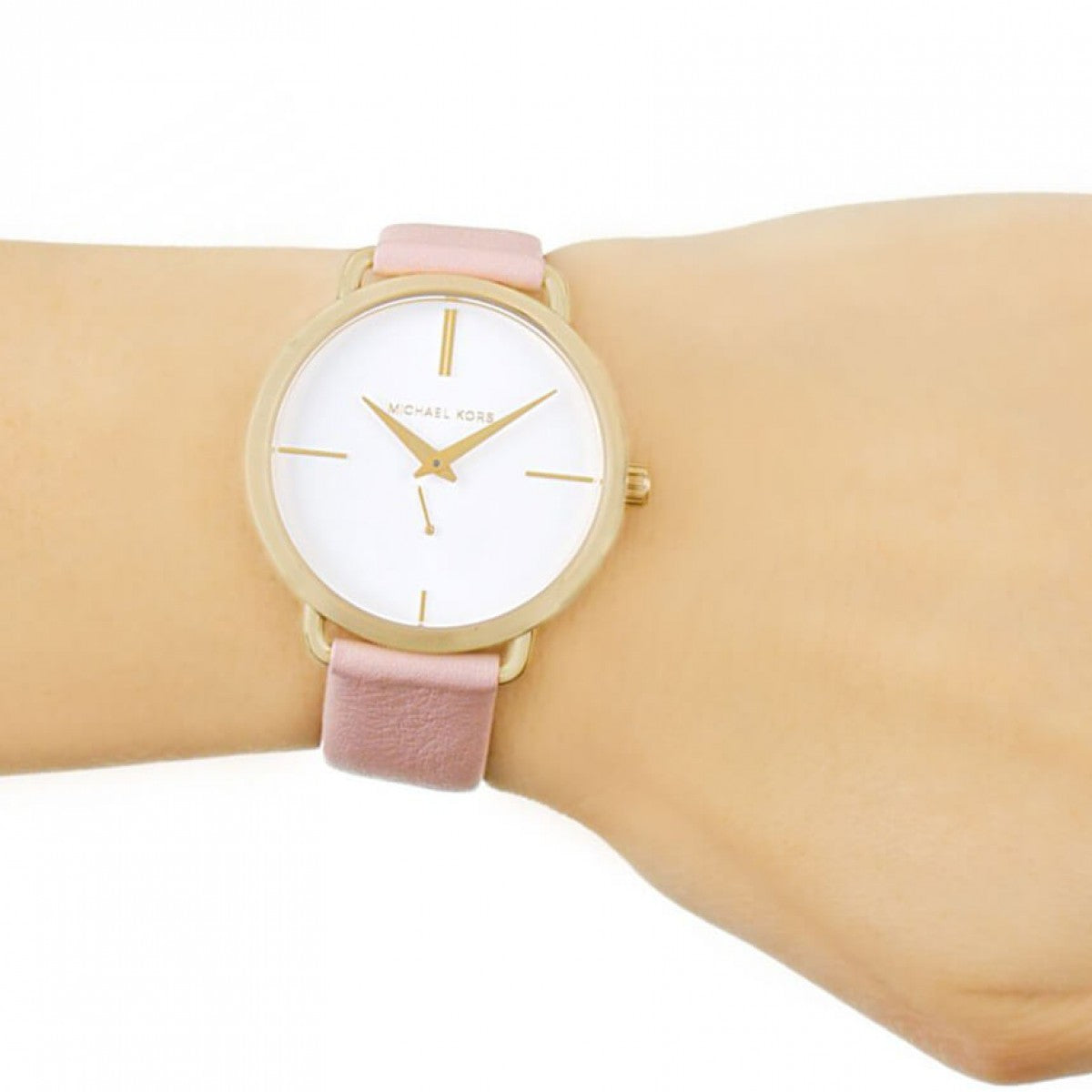  Shop Authentic Michael Kors Portia Quartz White Dial Pink Leather Strap Watch For Women - MK2659 - Luxxuri