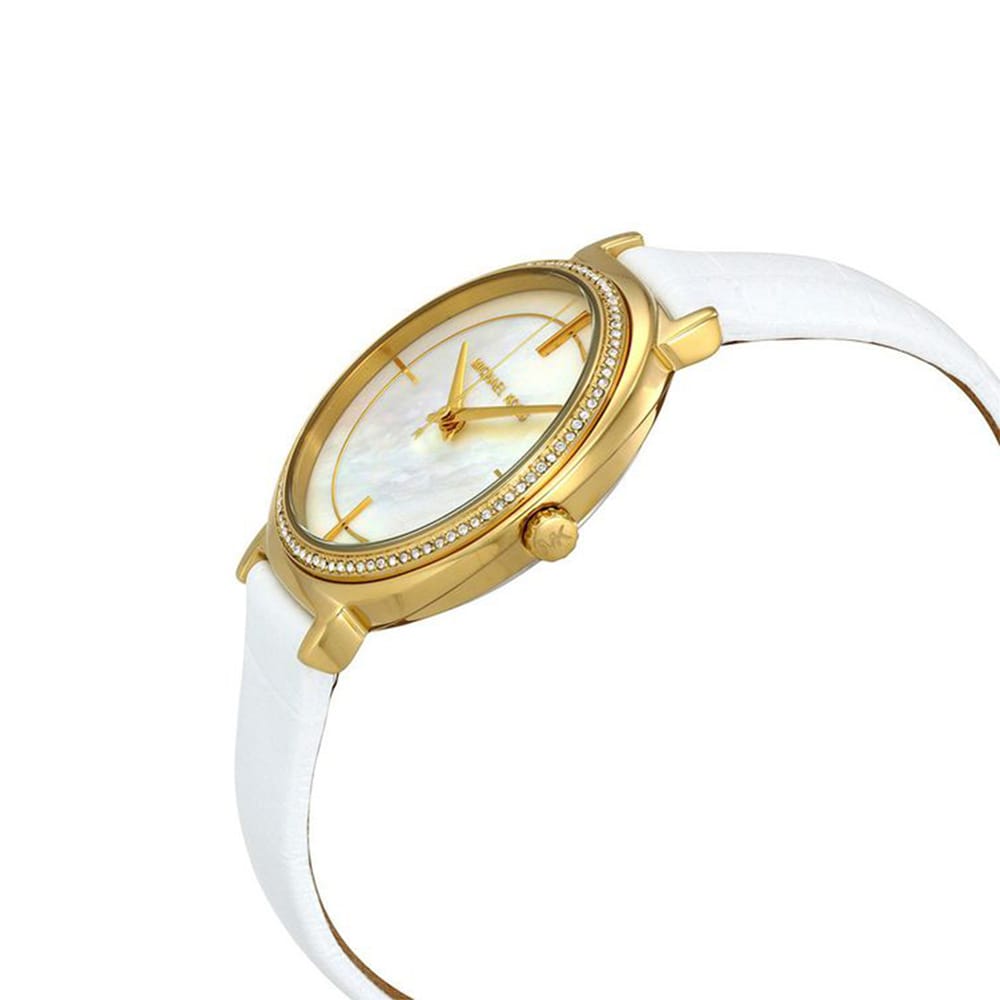  Shop Authentic Michael Kors Cinthia Mother of Pearl Dial White Leather Strap Watch for Women - MK2662 - Luxxuri