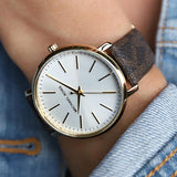 Shop Authentic Michael Kors Pyper Quartz Silver Dial Brown Leather Strap Watch For Women - MK2857 - Luxxuri