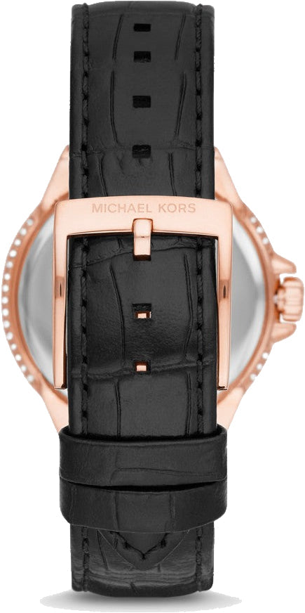 Shop Authentic Michael Kors Camille Three-Hand Crystals White Dial Black Leather Strap Watch for Women - MK2962 - Luxxuri