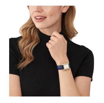  Shop Authentic Michael Kors Emery Quartz Diamond Silver Dial Blue Leather Strap Watch For Women - MK2982 - Luxxuri