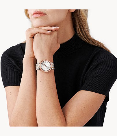 Michael Kors Darci Silver Dial Two Tone Stainless Steel Strap Watch for Women - MK3203